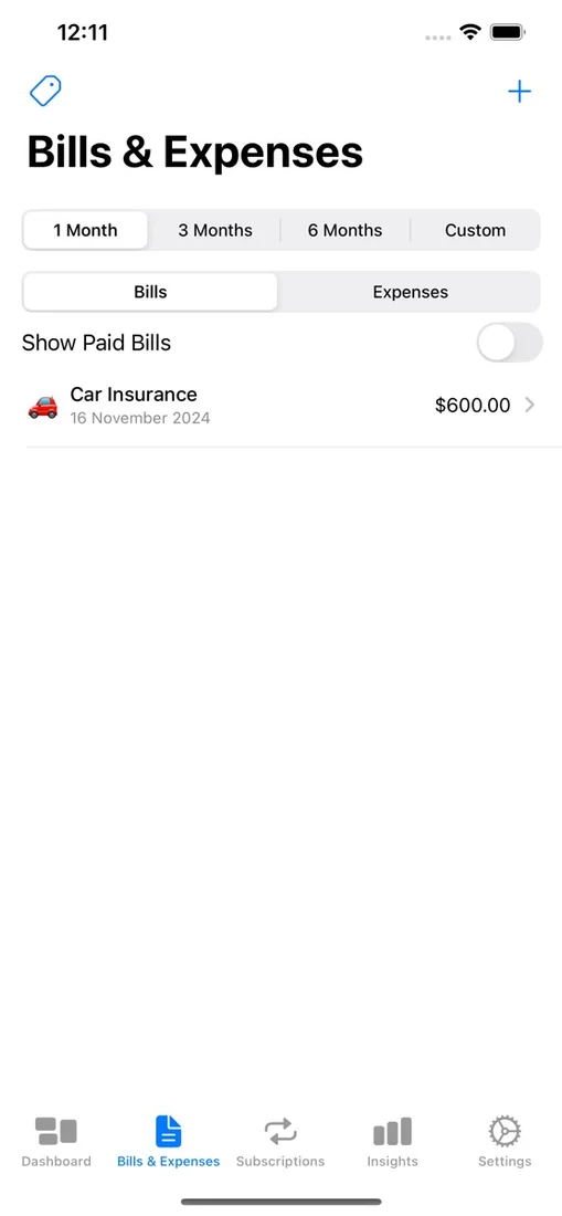 BillBot on iOS, screenshot 3