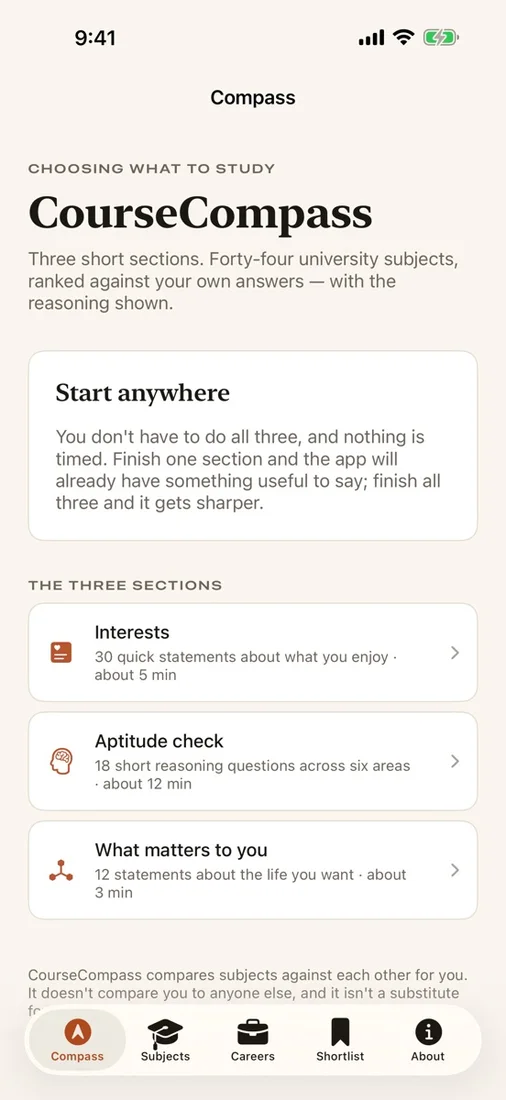 CourseCompass on iOS, screenshot 1