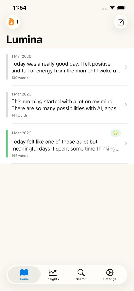 Lumina on iOS, screenshot 2