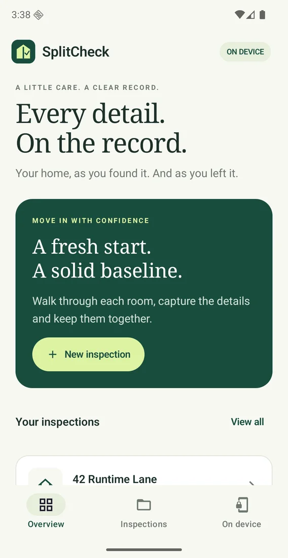 SplitCheck on Android, screenshot 1